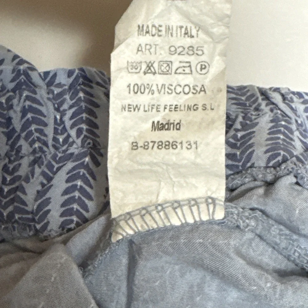 New Life Feeling Wide Leg Pants Smocked Waist‎ Blue Leaf Print